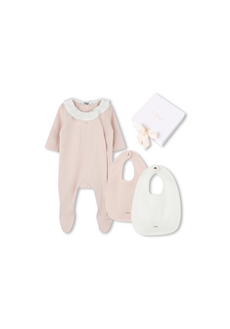 Set Regalo Con Tutina e Bavaglini rosa antico CHLOÉ KIDS | C2041145Q